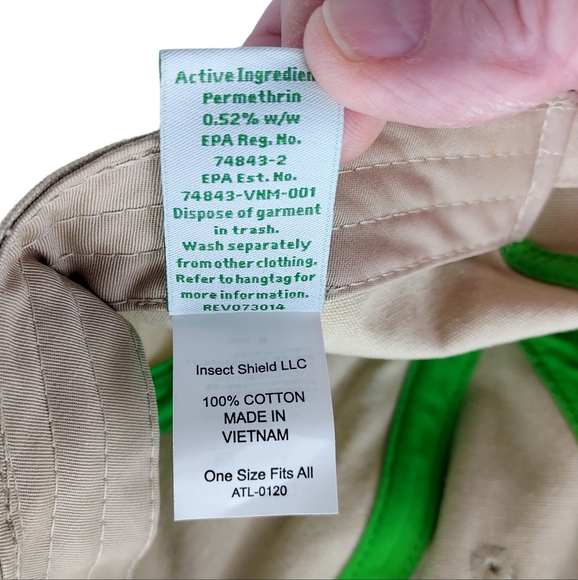 Insect Shield Bug Repellent Sand Color Baseball Hat Cap One Size Adjustable Back - Picture 7 of 10